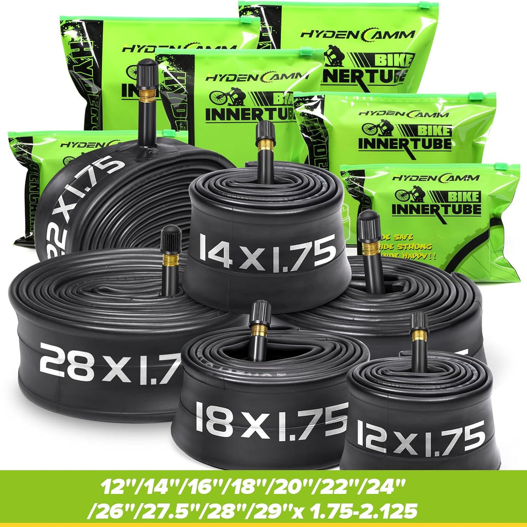 Skiennix Bike Tubes - 4 Pack of 12'' to 29'' Sizes with 32mm Schrader Valve & Tire Levers