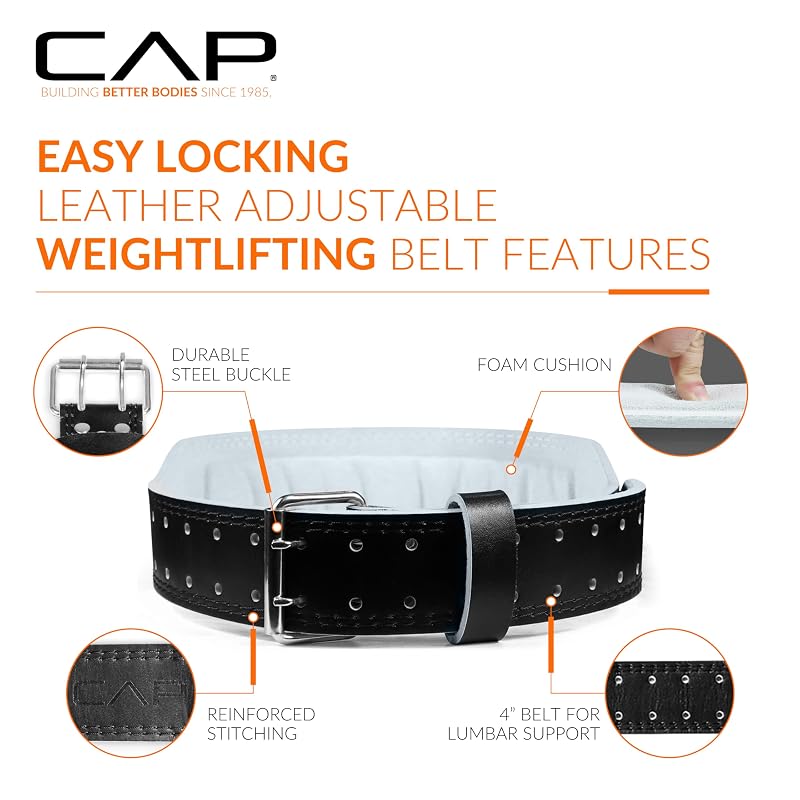 CAP Barbell Premium Leather Weightlifting Belt M/L – Heavy-Duty 4" Belt for Squats & Deadlifts