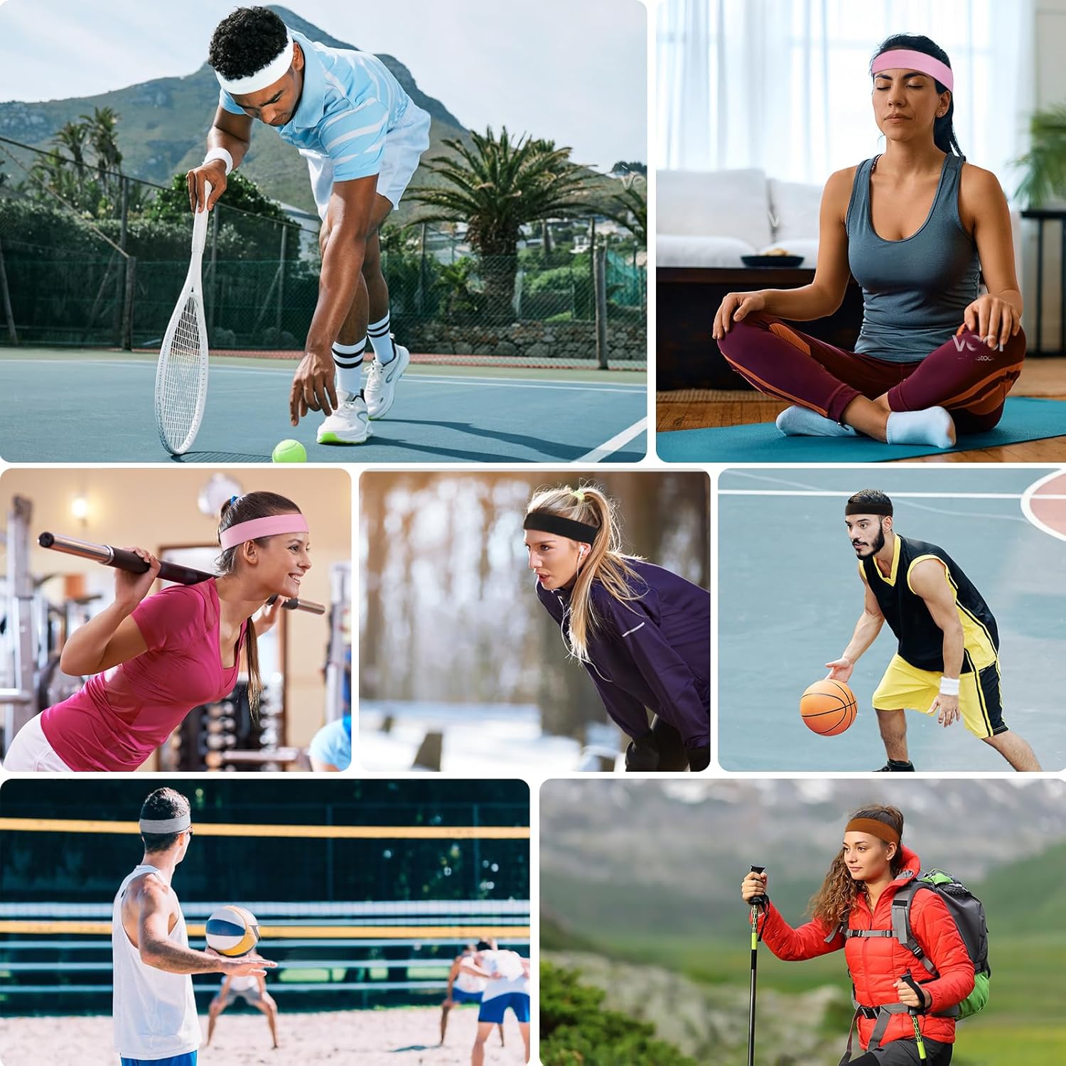 Skiennix 8-Pack Women's Headbands - Soft, Non-Slip Elastic Hair Bands for Yoga & Daily Workouts