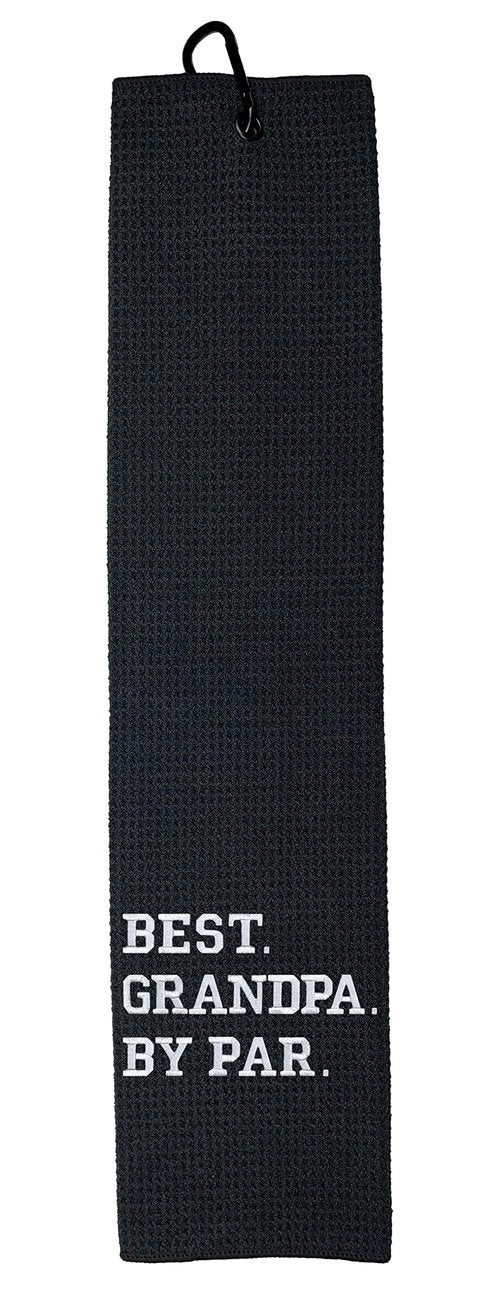 Wolf Golf Towels - Best Grandpa by Par Golf Towel - Golf Accessories for Men - Golf Gifts for Men - Embroidered Funny Golf Towel
