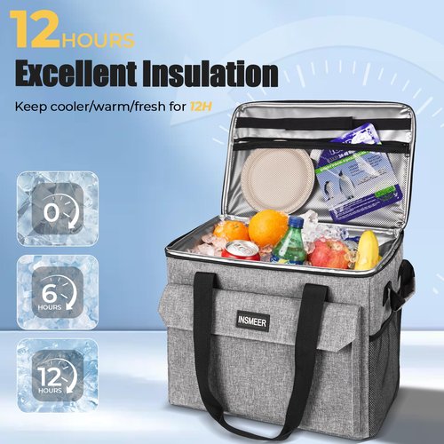 INSMEER Rolling Coolers with Mini Lunch Bag, 50 Cans Collapsible Hard Liner Cooler with Wheels, 2-in-1 Portable Trolley Cart, Coolerbag for Grocery Shopping
