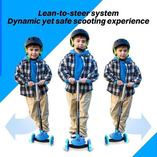 JOVA ZIFFY 3-Wheel Scooter for Kids | Multicolor LED Light-Up Wheels | Adjustable Height for Ages 3-5 | Supports Up to 110 lbs