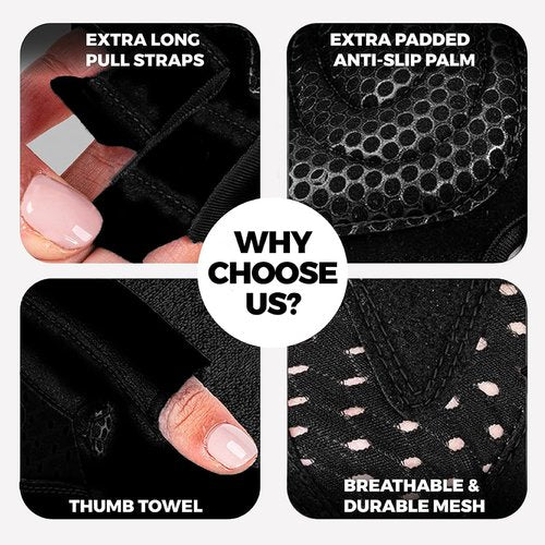 MhIL Workout Gloves for Women - Breathable Gym Gloves with Palm Protection & Enhanced Grip - Padded Weightlifting Gloves with Wrist Wraps Support