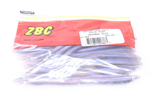 Zoom Trick Worm-Pack of 20 (Natural Blue, 6.75-Inch)