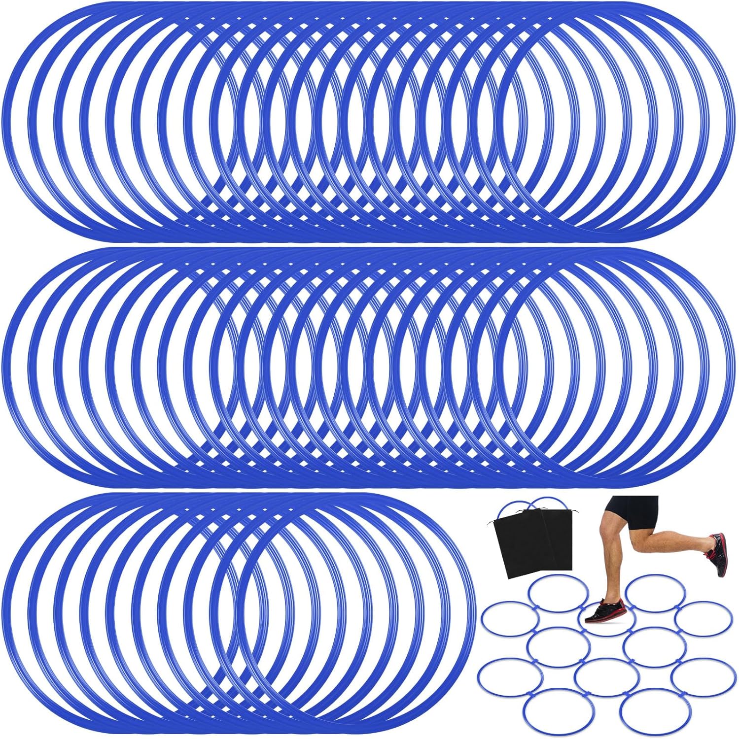 Shappy Agility Rings - 50 Pcs 15-Inch Training Hoops with Storage Bags for Sports & Gymnastics