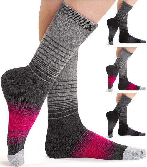 FITRELL Women's Merino Wool Hiking Socks - 4 Pack, Cushioned & Thermal for Ultimate Comfort