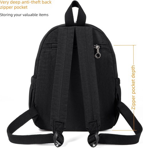AOTIAN Mini Lightweight Backpack - Durable 11.8 Inch Daypack for Travel & Hiking | Black, 7 Liters