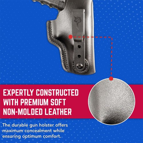 DeSantis Dual Carry II IWB/OWB Holster- Leather Holster, Fits GLOCK 19/19 GEN 5/19X/23/32/36/45/48, Beretta Cougar 9/40, S&W 99/990 L 4"", SIG P225/P228/P229/P225-A1/P220 Carry- Right Hand Draw, Black