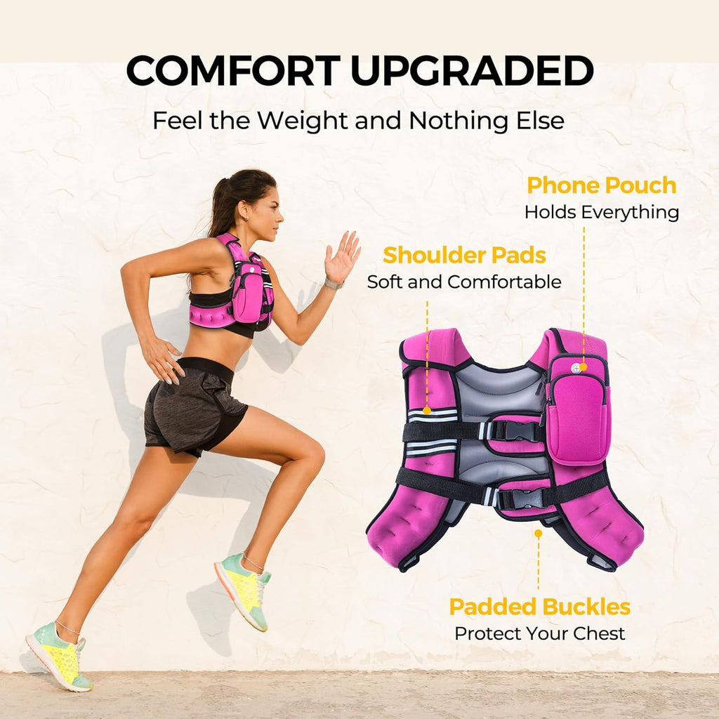 PACEARTH Weighted Vest - Adjustable 6lb to 30lb for Weight Loss & Strength Training | Reflective Stripe Design