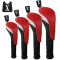 Andux 4pcs/Set Mesh Golf 460cc Driver Fairway Wood Club Head Covers Long Neck with No. Tags Black/Red