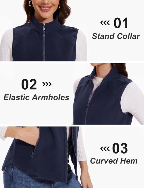 MAGCOMSEN Women's Fleece Vest - Lightweight Zip-Up Sleeveless Jacket with Pockets | Soft & Warm Outerwear