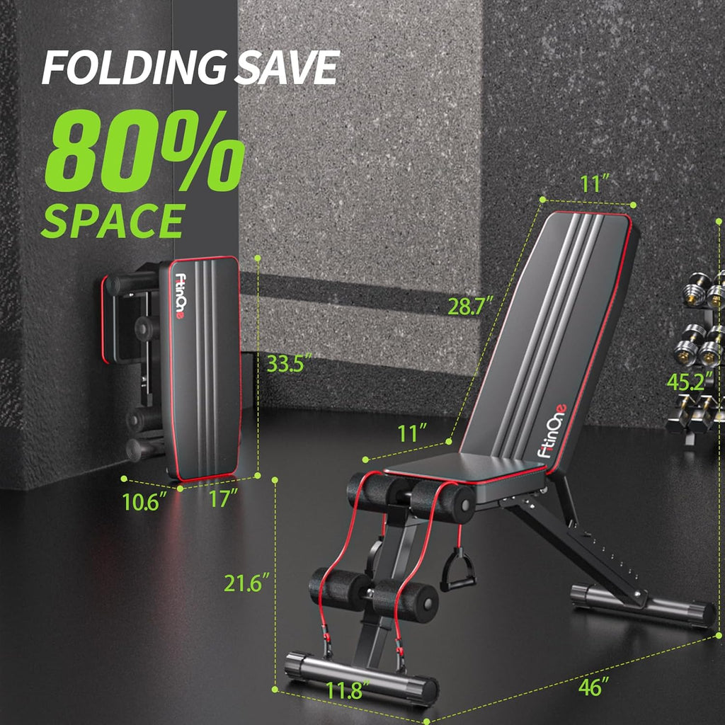 Skiennix Adjustable Folding Weight Bench - 660 lbs Capacity | Multi-Functional Home Gym Equipment