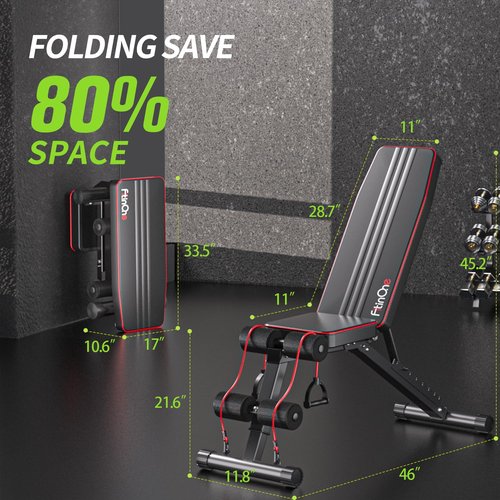 FitinOne Adjustableb Weight Bench for Home Gym, Foldable Bench Press for Full Body Workout, 660 lbs Incline Decline Bench with Fast Folding