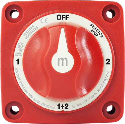 Blue Sea Systems 4-Position Mini Selector Battery Switch - Red, 6007 M-Series for Efficient Power Management