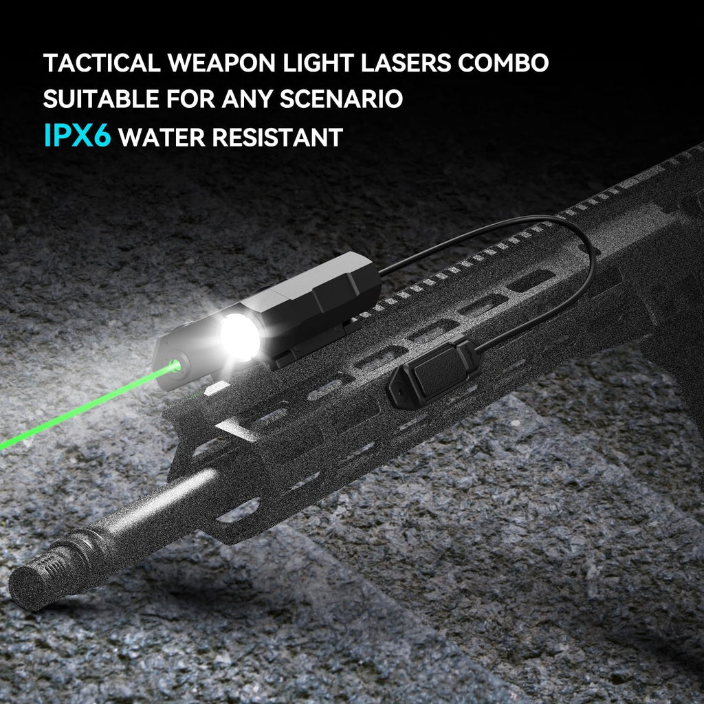 VOTATU V845 Green Laser & Light Combo - 2000 Lumens LED Flashlight with Pressure Switch for M-LOK Rail