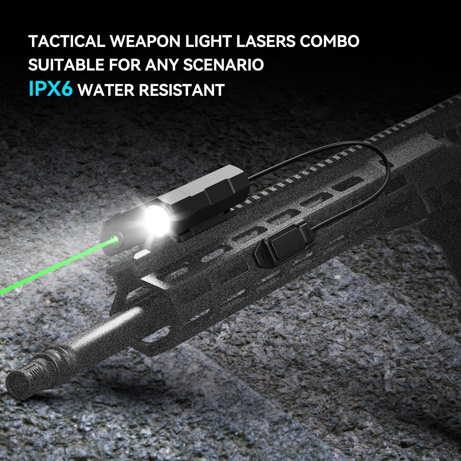 VOTATU V845 Green Laser & Light Combo - 2000 Lumens LED Flashlight with Pressure Switch for M-LOK Rail