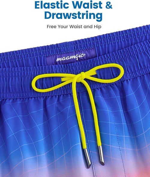Maamgic Men's Swim Trunks - 2 in 1 Board Shorts with 7-Inch Inseam | Comfortable & Stylish Swimwear
