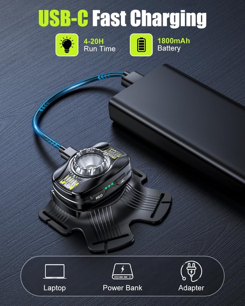 Dawinga Running Lights for Runners, 500 Lumens Running Light with 45° Adjustable Beam, 6 Modes & IPX4 Waterproof, 1800 mAh Rechargeable Reflective Vest Gear for Night Walking/Jogging, 4-20Hrs Runtime