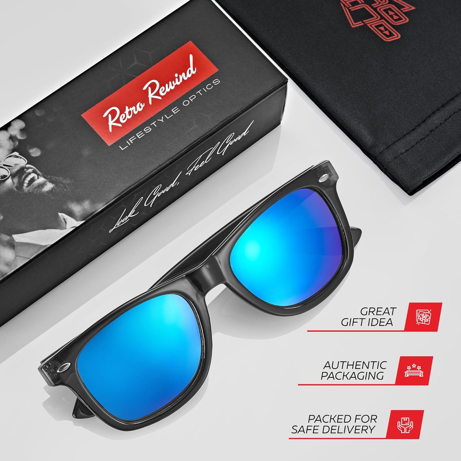 Skiennix Retro Rewind Sunglasses - Colorful Neon 80s Mirrored Frames for Men & Women