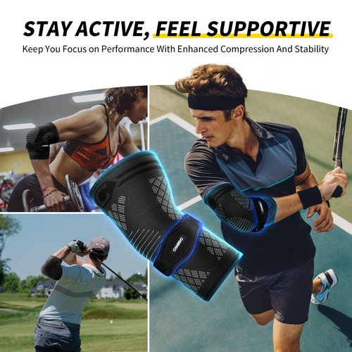 CAMBIVO 2 Elbow Sleeves and 1 Tennis Elbow Strap Set, Targeted Counterforce Compression for Tennis & Golfer's Elbow Relief, Adjustable Arm Support Kit for Tendonitis, Heavy Lifting and Workout