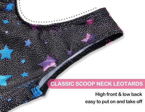 Domusgo Gymnastics Leotards - Sparkly Black One-Piece Tumbling Outfit for Girls 10-12 Years Old
