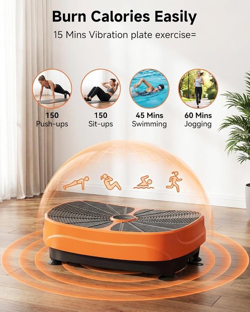 GORISE Vibration Plate Exercise Machine - Full Body Workout for Lymphatic Drainage & Weight Loss | Orange Fitness Platform with Remote