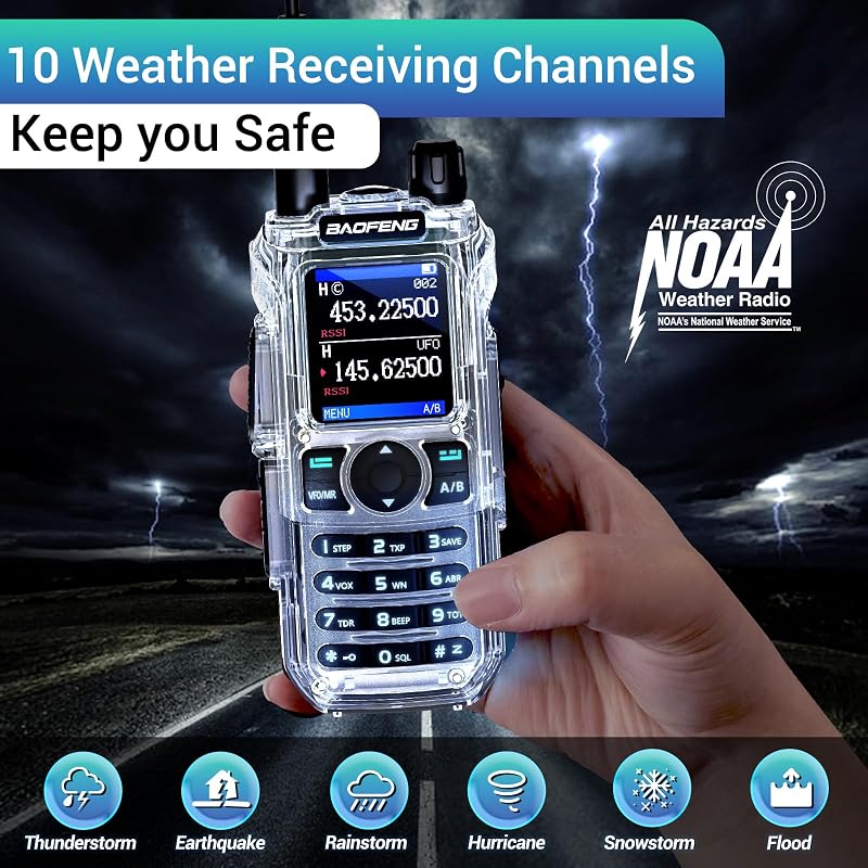 Baofeng UV-21R 999 Channels Two-Way Radio Handheld – Long Range 3-5 Mile, VOX, NOAA Weather, 771 Antenna (2 Pack) Variation: Clear