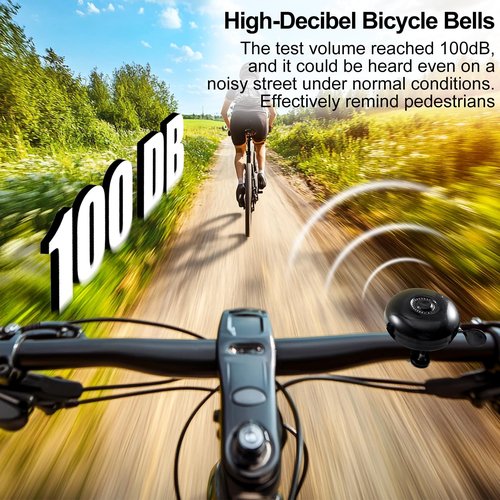 Lekgavd Fully Metal Bike Bell, Loud Clear Sound Bicycle Bell for Adult Bikes, Classic Cycling Horns Bicycle Accessories for Men Women - Black, 1 Pack