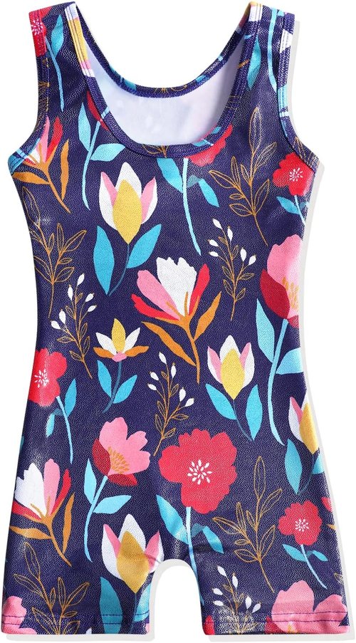 HOZIY Gymnastics Leotards for Girls - Fun Biketards with Shorts in Rainbow Unicorn & Dinosaur Designs