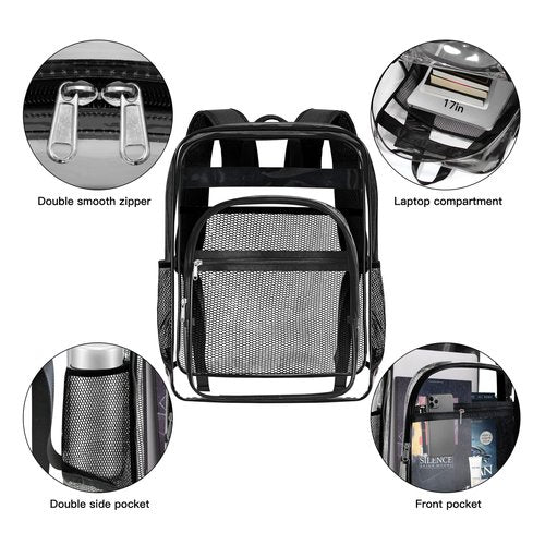 SDFGHG Clear Backpack,Sturdy Shape Heavy Duty Large Clear Backpack,Transparent Casual Backpacks,for Stadium,Work, Travel (C-Clear)