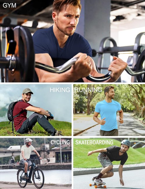 HOPLYNN Men's Dry Fit Workout T-Shirts - 5/7 Pack Short Sleeve Athletic Tees for Gym & Running
