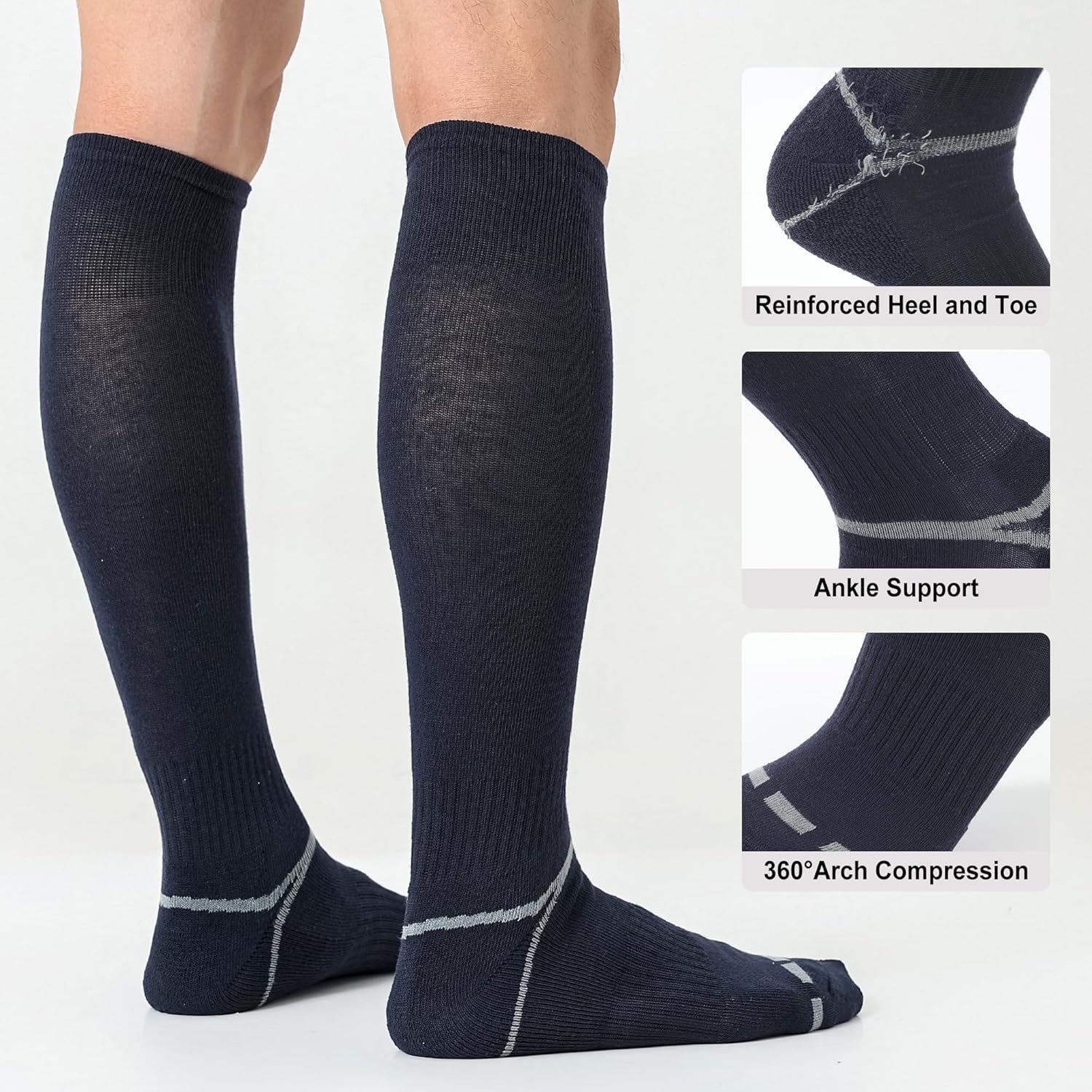 Skiennix Soccer Socks - 3 Pack Softball & Baseball Socks for Youth, Men & Women | Comfortable Fit