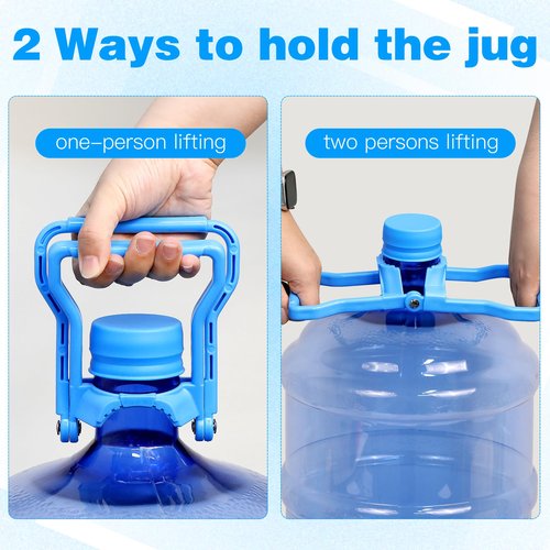 Gofriipai 5 Gallon Water Bottle Handle (2-Pack) – Heavy-Duty Water Jug Holder for Easy Carrying, Dual-Mode Design (Single/Dual-Person Lift), Ergonomic Grip – Fits Standard 5-Gallon Jugs