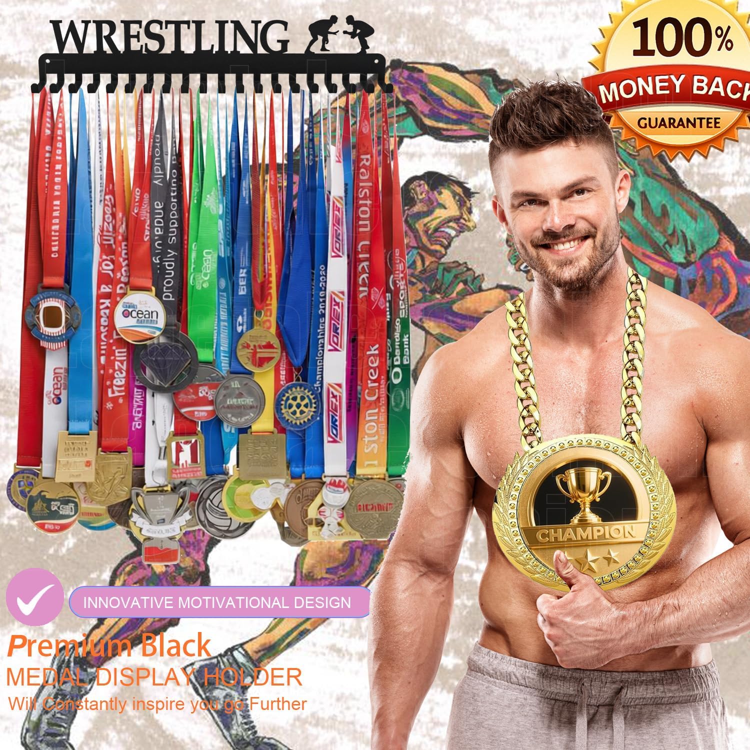 Skiennix Medal Hanger Display - "She Believed She Could" Personalized Steel Holder for 63+ Medals