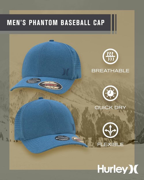 Hurley Men's Baseball Cap - Sweat-Wicking Fitted Hat for Ultimate Comfort (S-XL)