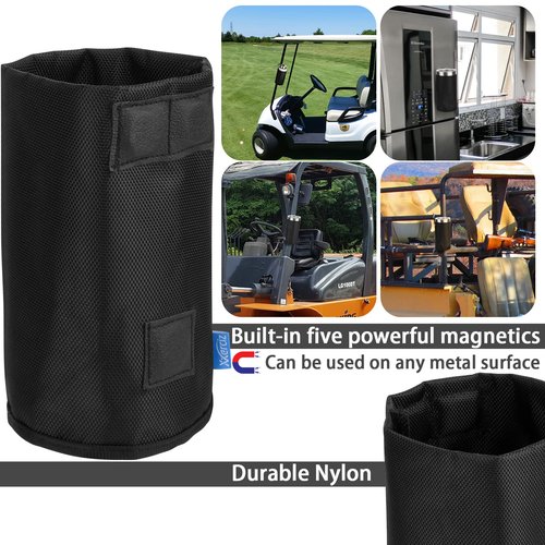 Xxerciz Magnetic Cup Holder for Golf Cart Organizer Rangefinder Holder Mount Drink Bottle Holder Toolbox Forklift Tractor Bus Lawnmower Accessory