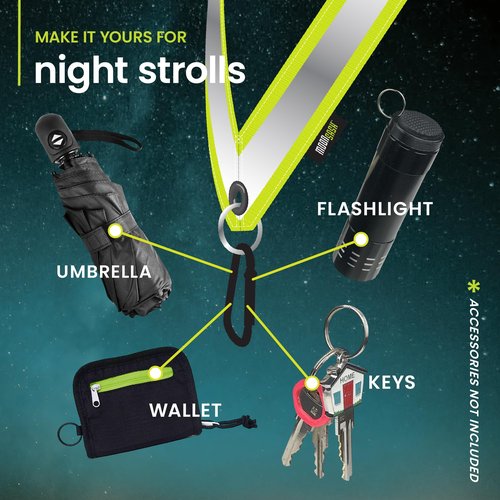 MOONSASH XL Reflective Sash for Night Walking | Replaces Reflective Vest Safety Vests & Reflective Running Vest | Perfect Reflective Running Gear | A Must Walking at Night or Biking at Night.