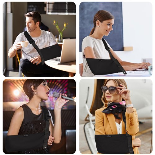 HKJD Arm Sling for Shoulder, Wrist, Elbow Injuries, Breathable and Adjustable Shoulder Immobilizer Sling for Men and Women with Thumb Loop, Support for Rotator Cuff Tear, Left or Right Arm