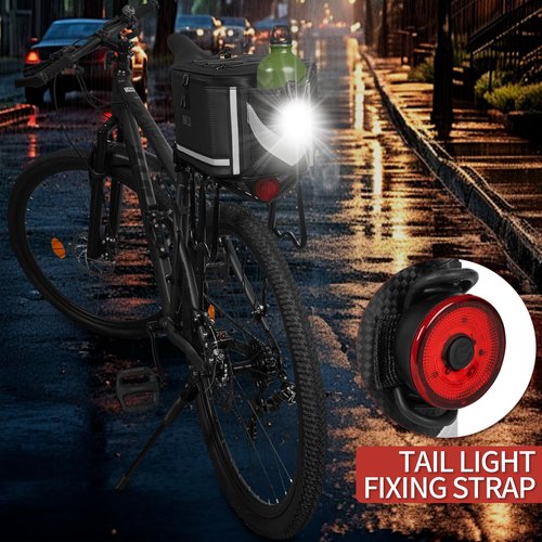 ANILD Bike Rear Rack Bag, 7L Bike Bags for Bicycles Rear Rack, Durable Bike Trunk Bag with Rain Cover and Tail Light Tape