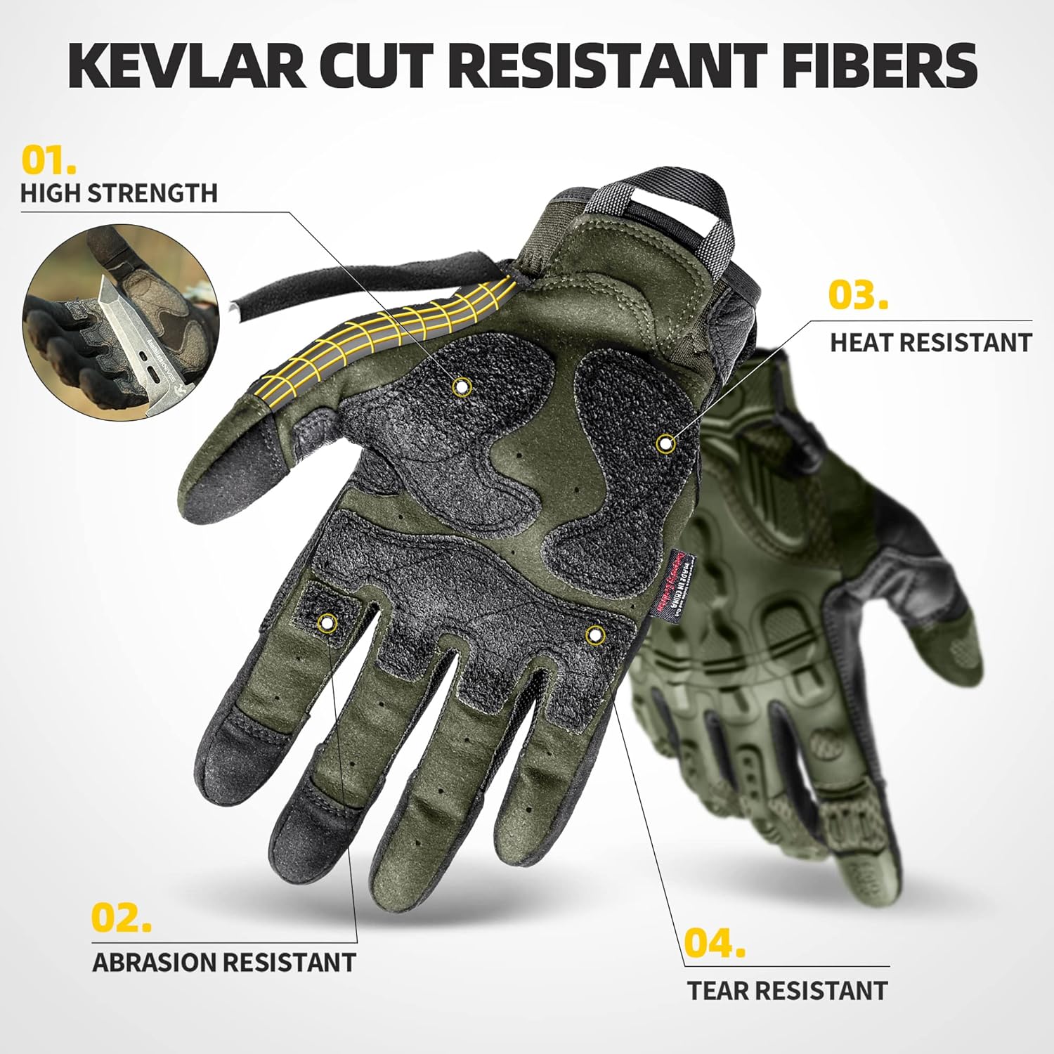 ZUNE LOTOO Tactical Touchscreen Gloves - Kevlar-Lined & TPR Impact Protection | Black/Red/Green/Tan