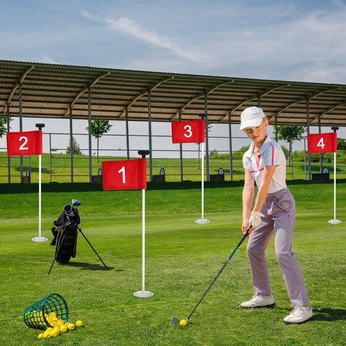 Riakrum 9 Pcs mini golf flags for yard 8.9 x 5.7 Inch 1-9 Nylon golf Pin Flags for putting green with Tube Inserted Numbered Yard Indoor Outdoor hole Backyard Garden Practice