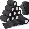 TOBWOLF 12PCS Self Adherent Bandage, 4" x5yd / 10cmx4.5m Cohesive Elastic Bandage Wrap, Breathable Sports Tape for Wrist Ankle Knee Leg Sprains Swelling - Black