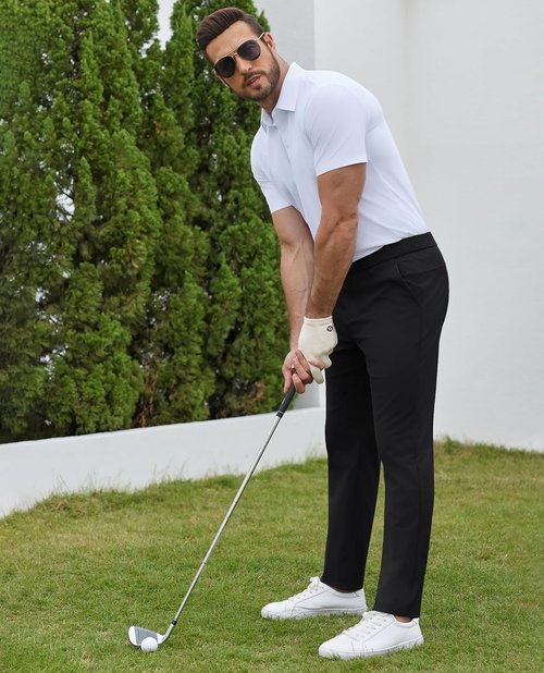 Lion Nardo Men's Casual Golf Pants - Lightweight Quick-Dry Comfort with Elastic Waist & Pockets