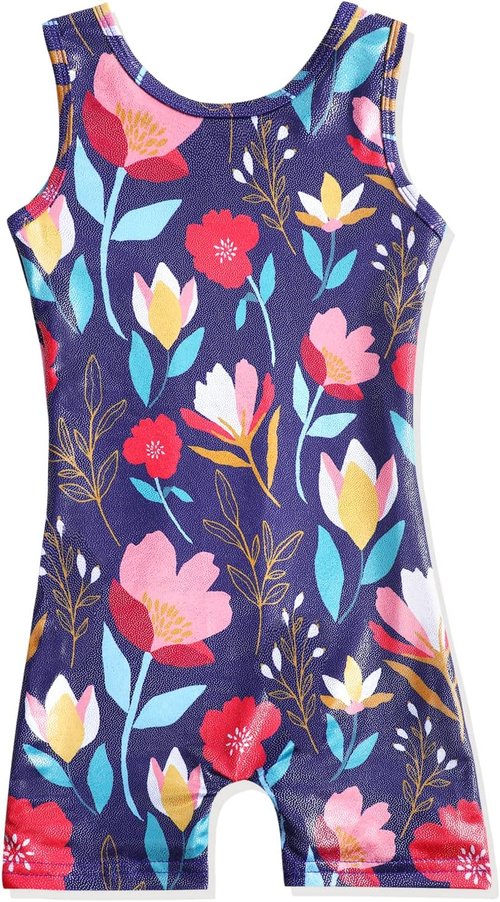 HOZIY Gymnastics Leotards for Girls - Fun Biketards with Shorts in Rainbow Unicorn & Dinosaur Designs