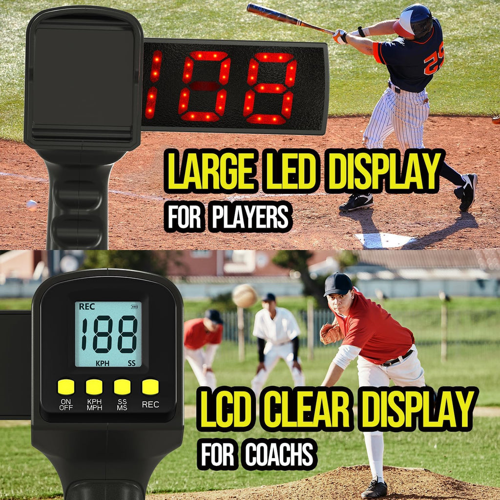 Skiennix Baseball Radar Gun - Handheld & Tripod Speed Measurement | LED & LCD Display for Training