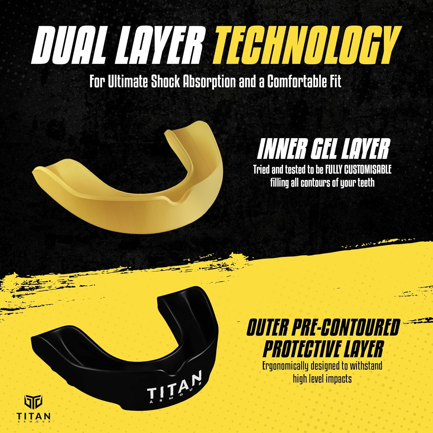Titan Armour® Mouth Guard - Premium Dual-Layer Custom-Fit | Boil & Bite for Boxing, MMA, Football & More