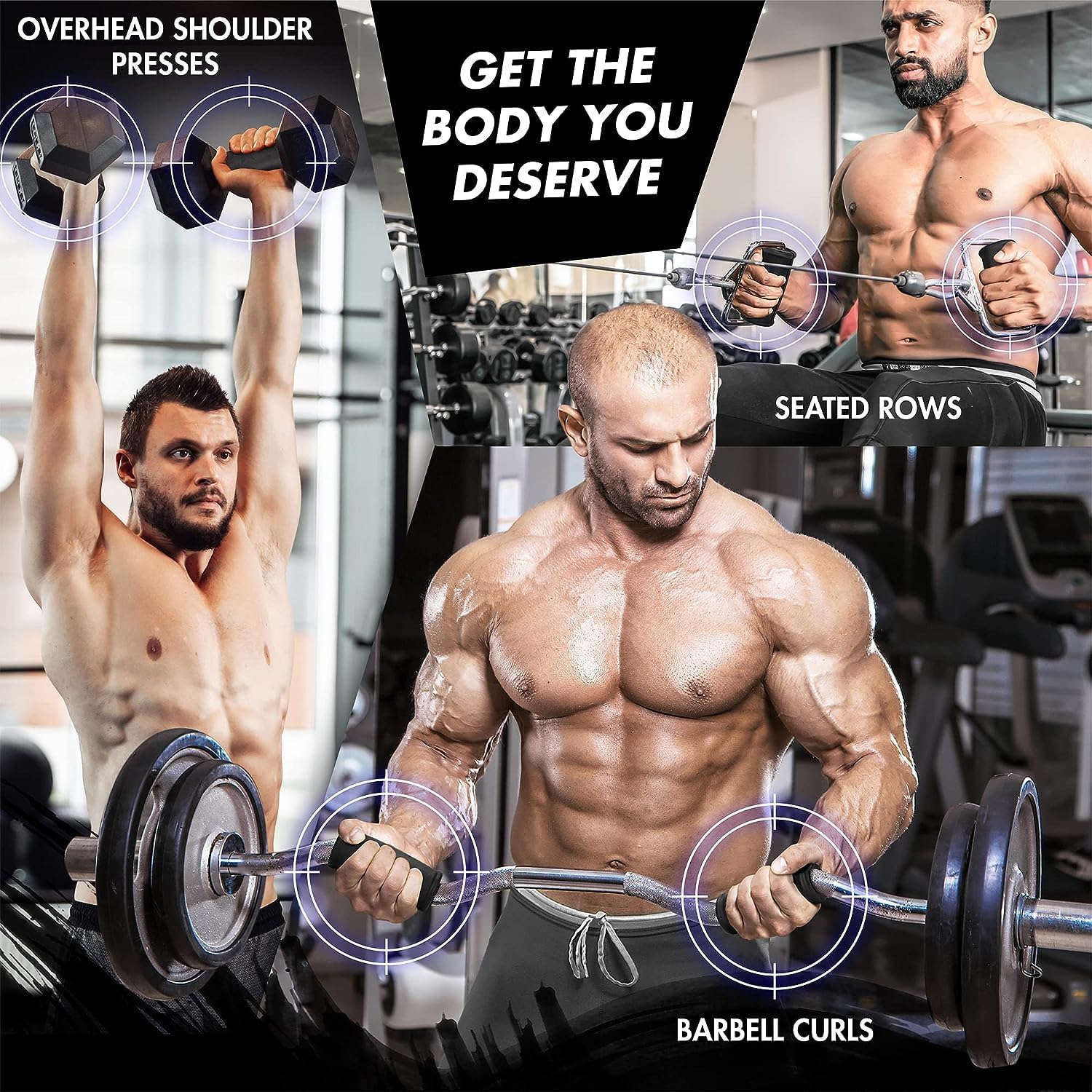 Yes4All Thick Dumbbell Handles - Firm Rubber Grips for Enhanced Forearm Strength | Weightlifting & Muscle Building