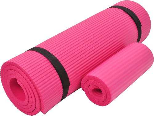 Fitvids Yoga Mat - Extra Thick 1/2-Inch High Density Anti-Tear with Knee Pad & Carrying Strap | Multiple Colors Available