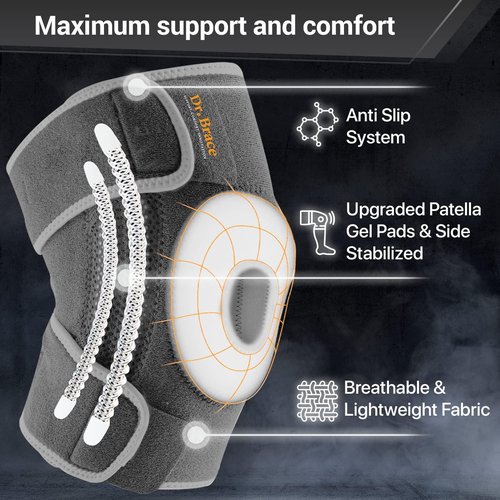 Dr. Brace Elite Knee Brace - Maximum Pain Support with Side Stabilizers & Gel Pads | Small Moon Color