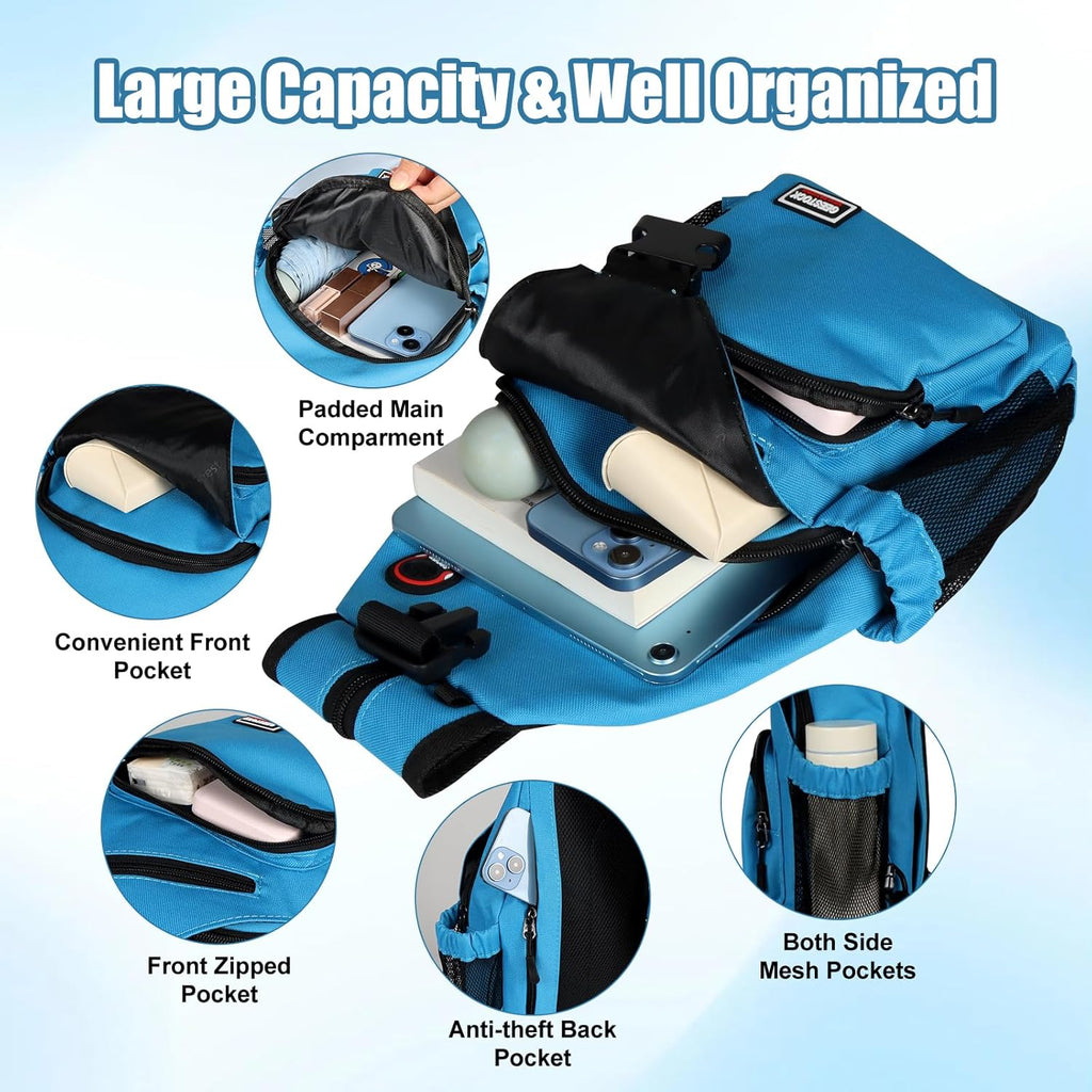 Skiennix Crossbody Backpack - Convertible Sling Bag for Men & Women | Adjustable Strap, 13-Inch, Blue